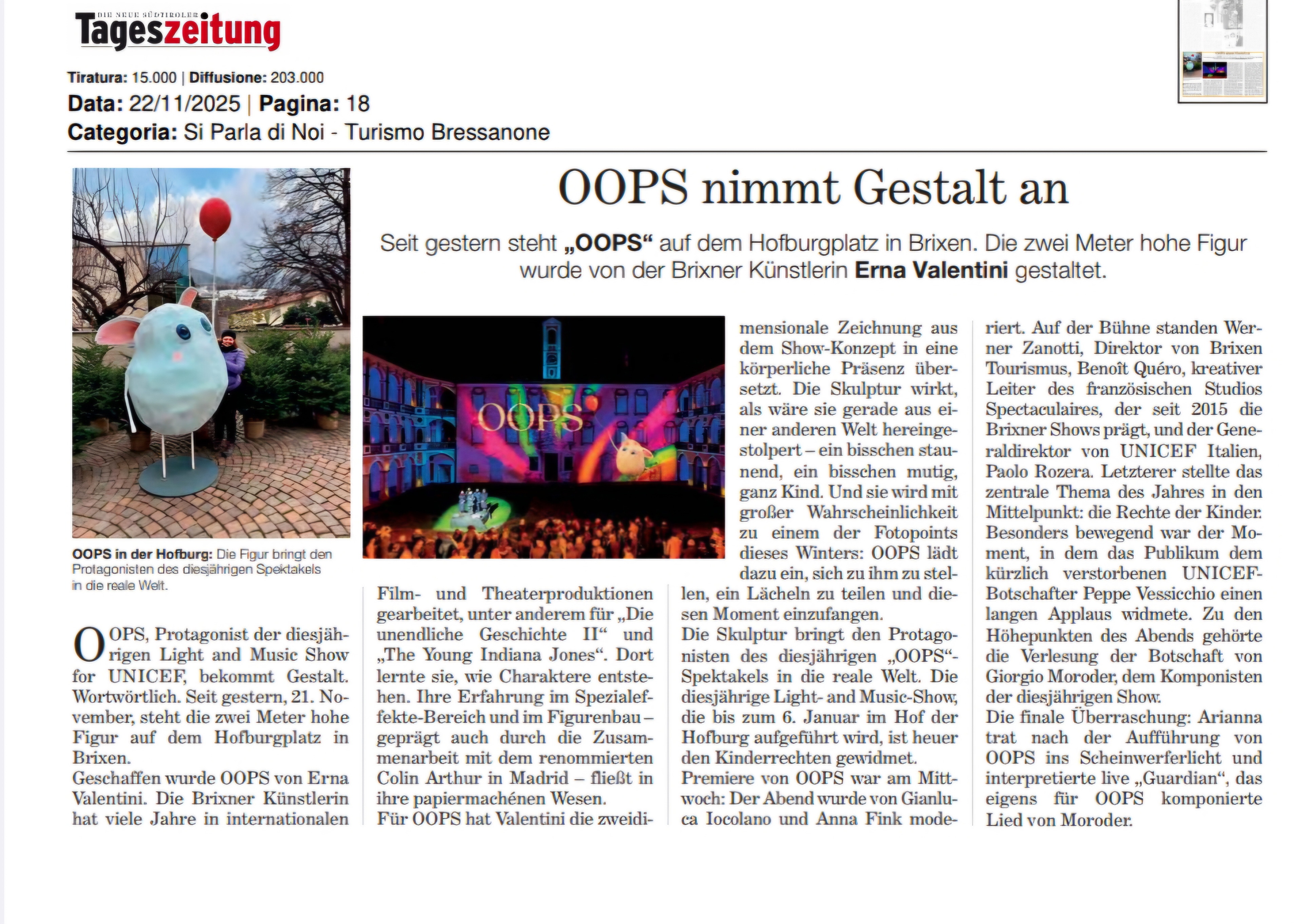 Oops in der Tageszeitung
